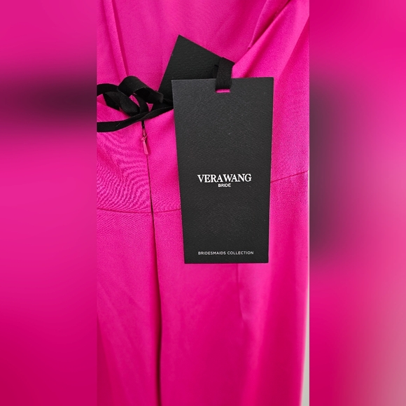 Vera Wang Bride Muriel Satin Open-Back Gown Dress Pink/ Fuchsia Size 4 - Picture 16 of 16